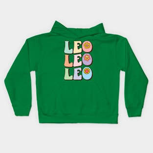 Retro Leo Zodiac Sign astrology July August Birthday Leo Kids Hoodie